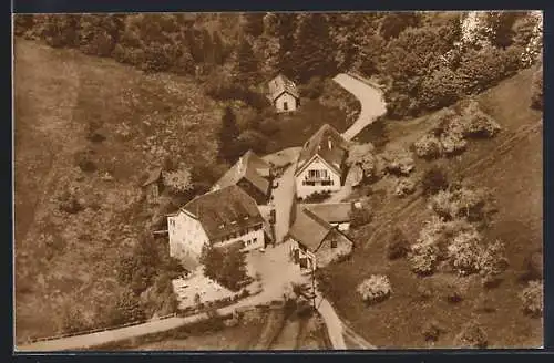 AK Kapfenhardt, Gasthaus mit Pension Untere Mühle, Inh. Gottlieb Mönch u. Söhne, aus der Vogelschau