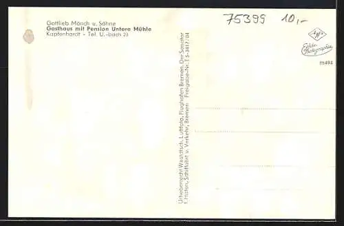 AK Kapfenhardt, Gasthaus mit Pension Untere Mühle, Inh. Gottlieb Mönch u. Söhne, aus der Vogelschau