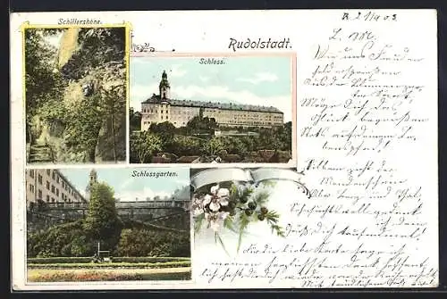 AK Rudolstadt, Schillershöhe, Schloss und Schlossgarten