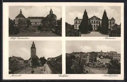 AK Gotha, Schloss Friedenstein, Museum, Neumarkt und Arnoldiplatz