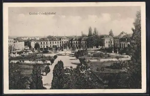 AK Gotha-Friedrichstal, Parkanlagen aus der Vogelschau