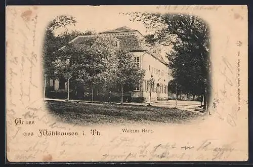 AK Mühlhausen i. Th., Weisses Haus mit Gartenanlage
