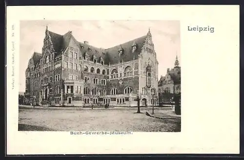 AK Leipzig, Buch-Gewerbe-Museum mit Strassenpartie