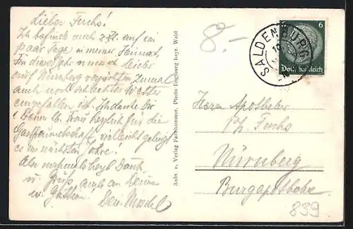 AK Saldenburg /bayr. Ostmark, Teilansicht mit Burg