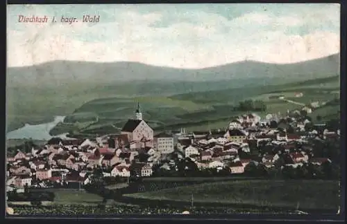 AK Viechtach i. bayr. Wald, Gesamtansicht aus der Vogelschau