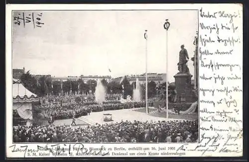 AK Berlin-Tiergarten, Enthüllung des Bismarck-Denkmals am 16. Juni 1901 vor dem Reichstag