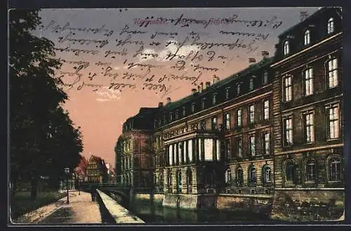 AK Hannover, Spazierpfad am Kanal beim Residenz Schloss