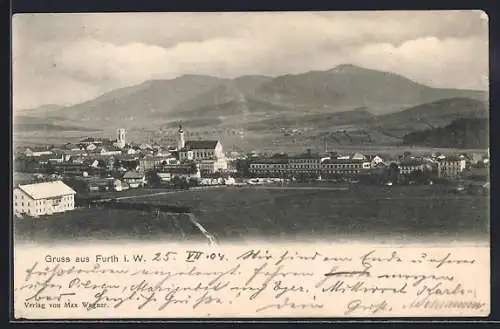 AK Furth i. W., Gesamtansicht mit Bergpanorama