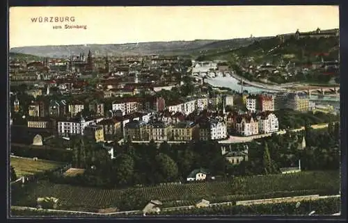 AK Würzburg, Ortsansicht vom Steinberg aus