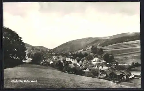 AK Döschnitz, Blick auf den Ort im Tal