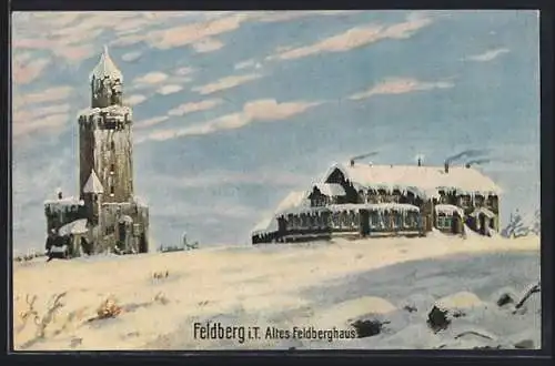 AK Feldberg / Taunus, Altes Feldberghaus im Winter