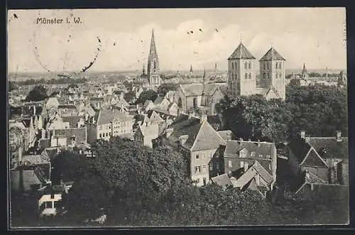 AK Münster i. W., Ortsansicht aus der Vogelschau