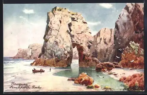 Künstler-AK Raphael Tuck & Sons Nr. 7462: Newquay, Perranporth Rocks