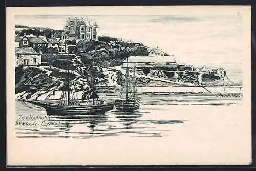 Künstler-AK Newquay, The Harbour