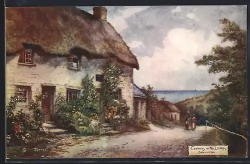 Künstler-AK Cornwall, Cottages, The Lizard