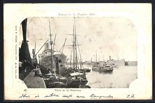 Präge-AK Buenos Aires, Vista de la Darsena
