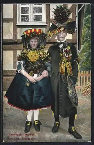 AK Schwälmer Brautpaar in hessischer Tracht