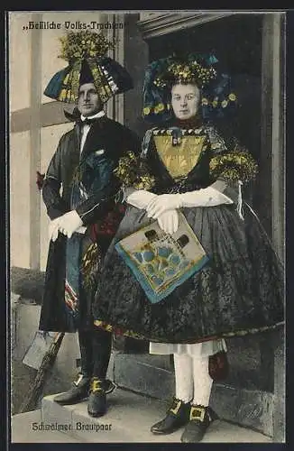AK Hochzeitspaar in hessischer Volkstracht