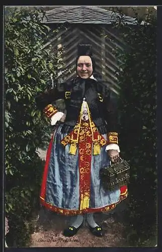 AK Frau in hessischer Tracht
