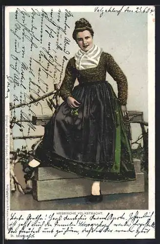 AK Frau in hessischer Tracht