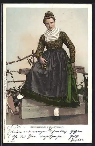 AK Frau in Oberhessischer Volkstracht