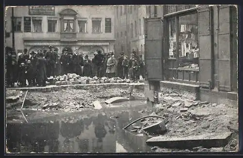 AK Nürnberg, Hochwasser-Katastrophe 5. Februar 1909, an der Frauenkirche