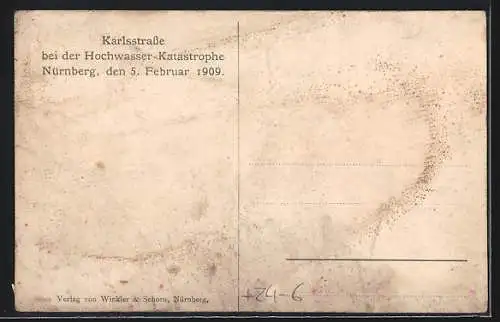 AK Hochwasser Nürnberg am 05. Februar 1909, in der Karlsstrasse