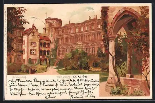 Künstler-AK Carl Münch: Heidelberg, Schlosshof