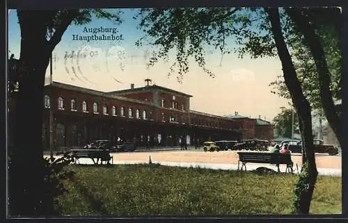 AK Augsburg, Blick auf den Hauptbahnhof