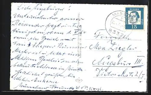 AK Massing, Drei Partien im Ort mit Kirche