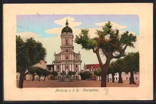 AK Neuburg a. d. D., Rathaus am Karlsplatz