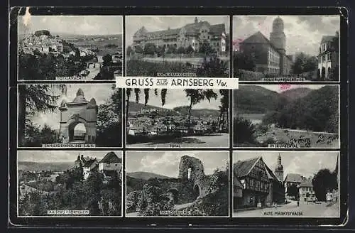 AK Arnsberg i. W., Alte Marktstrasse, Ehmsendenkmal, Kath. Krankenhaus