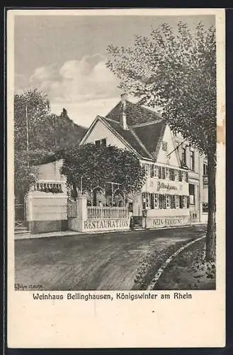 AK Königswinter a. Rh., Restaurant und Weinhandlung Bellinghausen