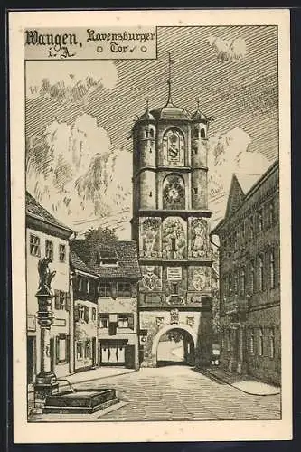 AK Wangen i. A., Strasse am Ravensburger Tor