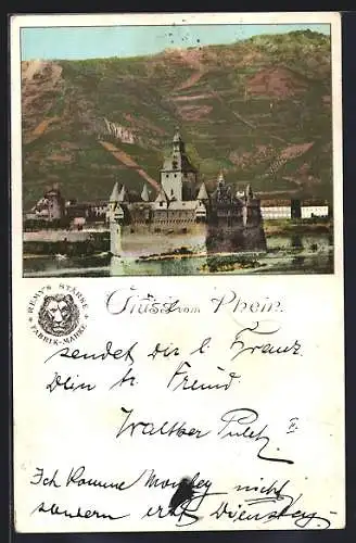 Künstler-AK Kaub, Burg Pfalzgrafenstein