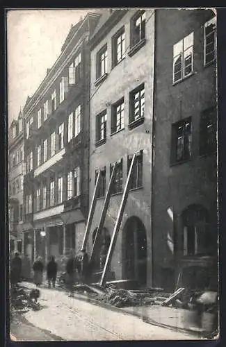 AK Nürnberg, Hochwasser 1909, Unterspültes Haus in der Winklerstrasse