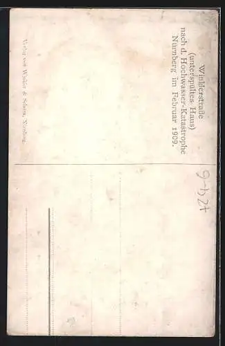 AK Nürnberg, Hochwasser 1909, Unterspültes Haus in der Winklerstrasse