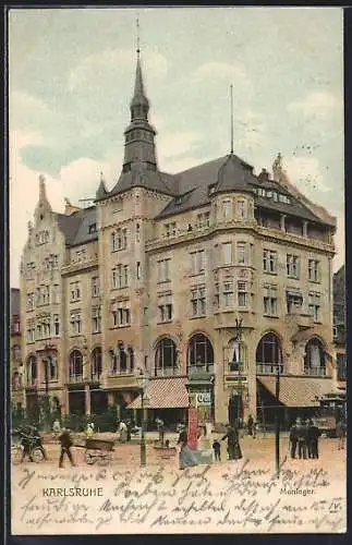 AK Karlsruhe, Blick auf die Brauerei Moninger