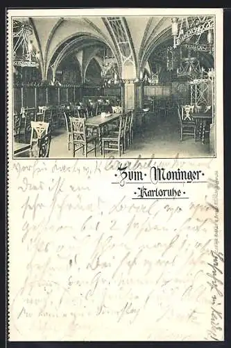AK Karlsruhe, Gasthaus zum Moninger, Innenansicht