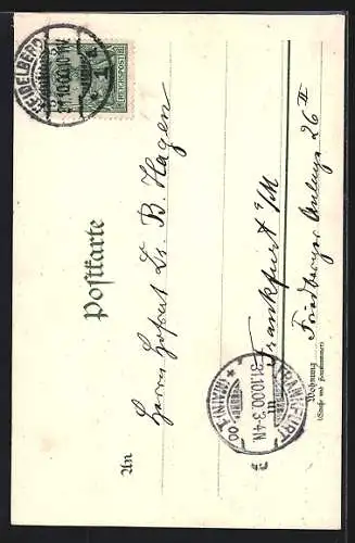 Künstler-AK Heidelberg, auf dem Burghof