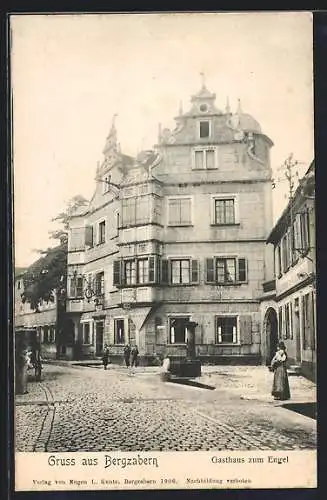 AK Bergzabern, Gasthaus zum Engel mit Strasse u. Brunnen