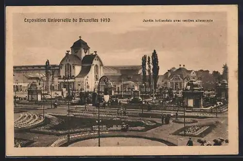 AK Bruxelles, Exposition Universelle 1910, Jardin hollandais avec section allemande
