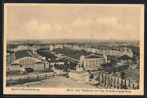 AK Berlin-Charlottenburg, Blick vom Funkturm auf das Ausstellungsgelände