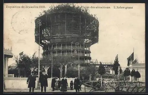 AK Bruxelles, Exposition 1910, Plaine des attractions, L`Arbre géant