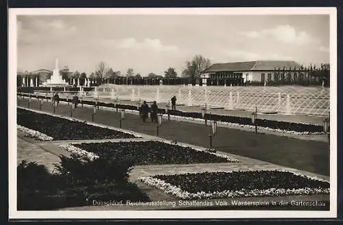 AK Düsseldorf, Reichsausstellung Schaffendes Volk, Wasserspiele in der Gartenschau