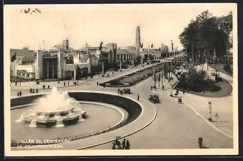 AK Bruxelles, Exposition 1935, L`Allee du Centenaire de Eeuwfeestlaan