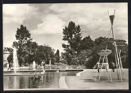 AK Erfurt, Internationale Gartenbauaustellung 1966, An der Wasserachse