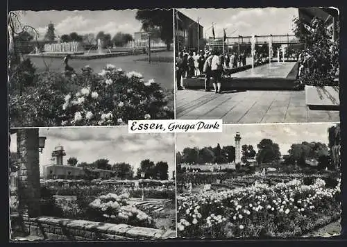 AK Essen, Gruga, Park mit Springbrunnen