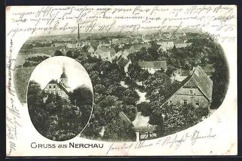 AK Nerchau, Teilansicht aus der Vogelschau
