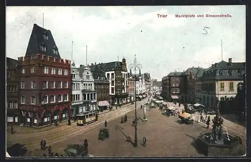 AK Trier, Marktplatz und Simeonstrasse